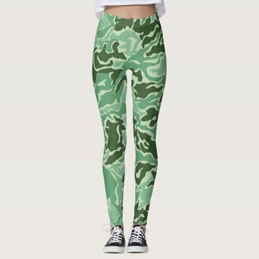 Camouflage Camo groen geel Leggings (Voorkant)