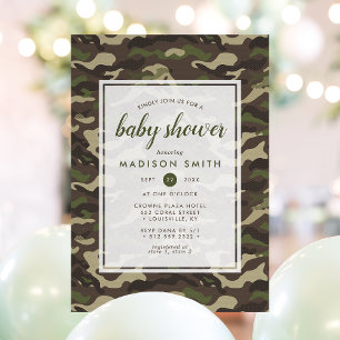 Camouflage Camo Groen Jongens Baby Shower Kaart