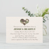 Camouflage Camo Heart Bridal Shower Invitations Kaart (Staand voorkant)