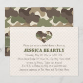 Camouflage Camo Heart Bridal Shower Invitations Kaart (Voorkant / Achterkant)