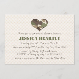 Camouflage Camo Heart Bridal Shower Invitations Kaart
