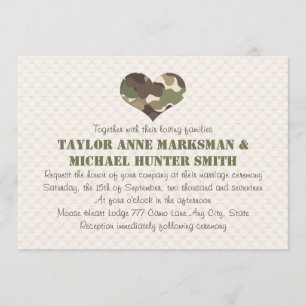 Camouflage Camo Heart Wedding Invitations Kaart
