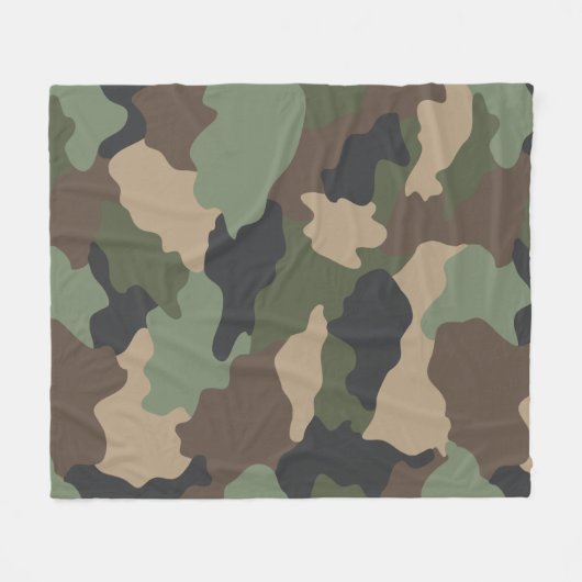 Camouflage Camo Khaki Green Tan Black Brown Fleece Deken (Voorkant (Horizontaal))