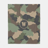 Camouflage Camo Khaki Groen Tan Zwart Monogram Fleece Deken (Voorkant)