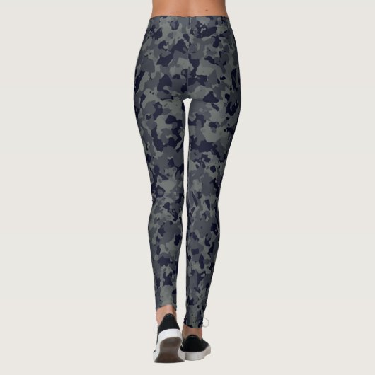 Camouflage Camo Navy Blue Gray Leggings (Achterkant)