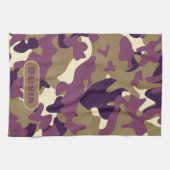 Camouflage camo paarse groene keukendecor handdoek (Horizontaal)