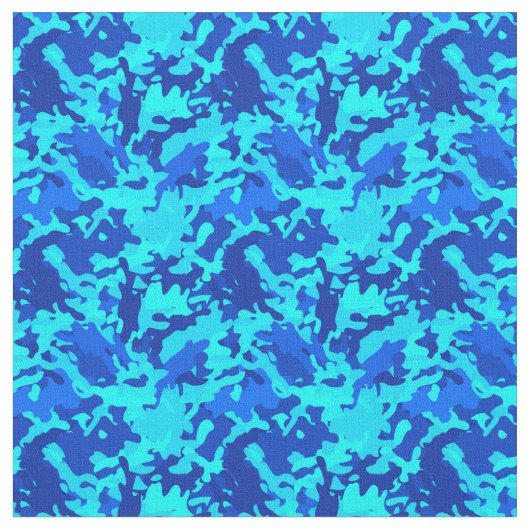 Camouflage Camo Print Blue Stof (Close Up)