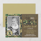 Camouflage / Camo Theme First Birthday Kaart (Voorkant / Achterkant)