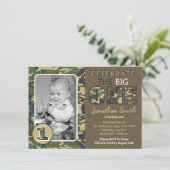 Camouflage / Camo Theme First Birthday Kaart (Staand voorkant)