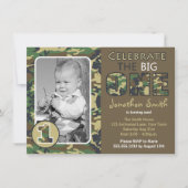 Camouflage / Camo Theme First Birthday Kaart (Voorkant)