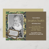 Camouflage / Camo Theme Foto Birthday Kaart (Voorkant / Achterkant)