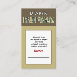 Camouflage / Camo Theme Luier Raffle Ticket Informatiekaartje