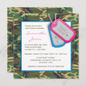 Camouflage / Camo Twins Baby shower Invite Kaart (Voorkant / Achterkant)
