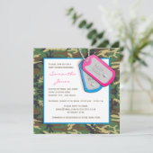 Camouflage / Camo Twins Baby shower Invite Kaart (Staand voorkant)