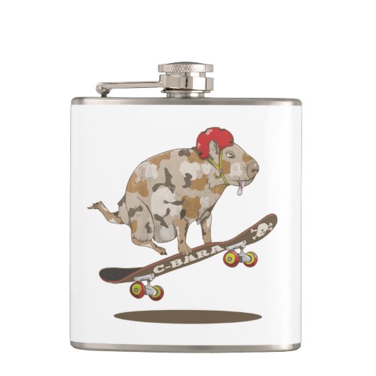 Camouflage Capybara Skateboarding Heupfles (Voorkant)