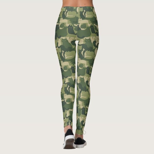 Camouflage Cats Pattern Army Green Kitty Cats Camo Leggings (Achterkant)