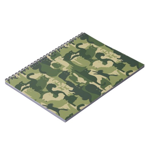 Camouflage Cats Pattern Army Green Kitty Cats Camo Notitieboek (Linkerzijde)