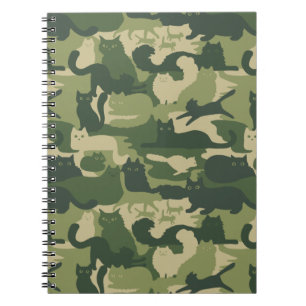 Camouflage Cats Pattern Army Green Kitty Cats Camo Notitieboek