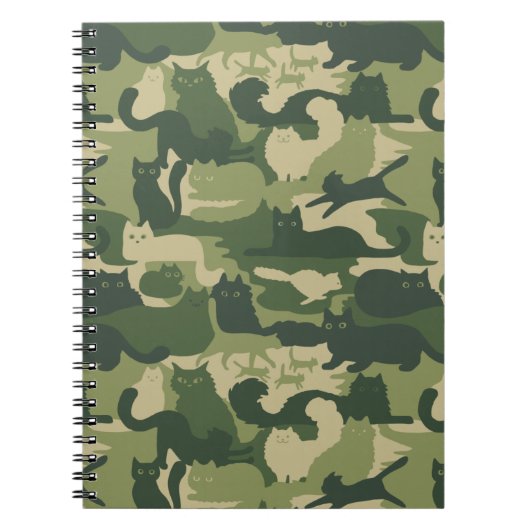 Camouflage Cats Pattern Army Green Kitty Cats Camo Notitieboek (Voorkant)