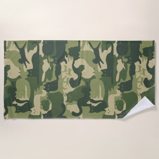 Camouflage Cats Pattern Army Green Kitty Cats Camo Strandlaken (Voorkant)