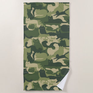 Camouflage Cats Pattern Army Green Kitty Cats Camo Strandlaken