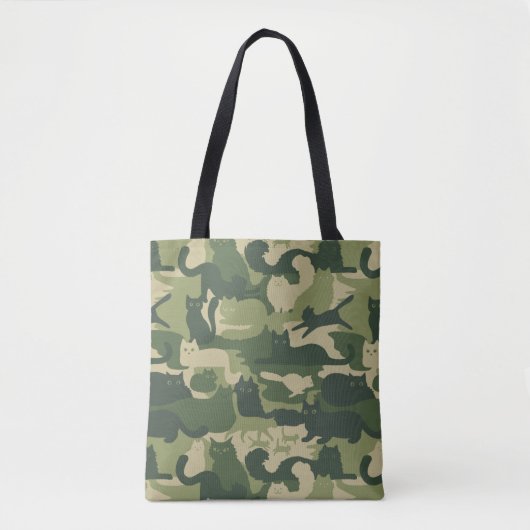 Camouflage Cats Pattern Army Green Kitty Cats Camo Tote Bag (Voorkant)