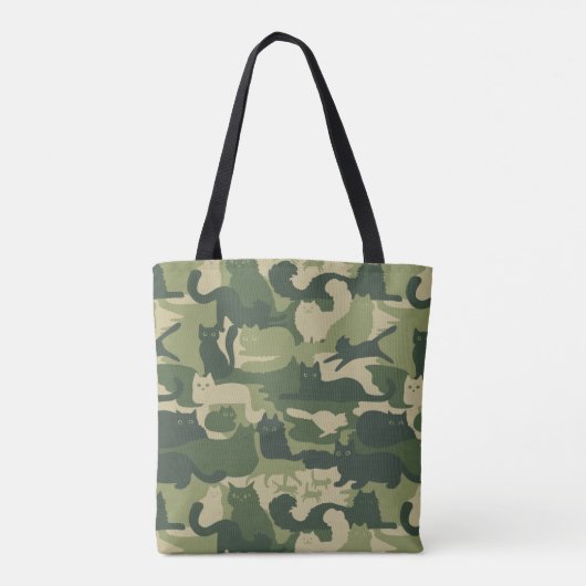 Camouflage Cats Pattern Army Green Kitty Cats Camo Tote Bag (Achterkant)