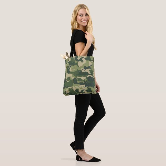 Camouflage Cats Pattern Army Green Kitty Cats Camo Tote Bag (Op model)