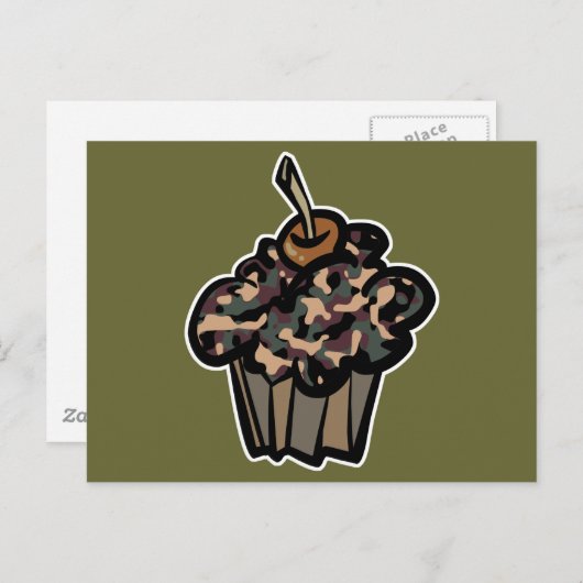 camouflage cupcake briefkaart (Voorkant / Achterkant)