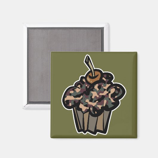 camouflage cupcake magneet (Voorkant / Achterkant)