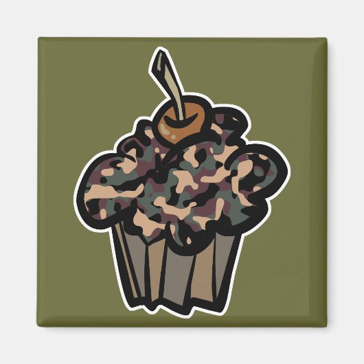camouflage cupcake magneet (Voorkant)