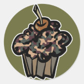 camouflage cupcake ronde sticker (Voorkant)