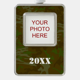 Camouflage Custom Christmas Camo Verzilverd Omlijst Ornament