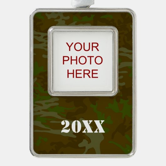 Camouflage Custom Christmas Camo Verzilverd Omlijst Ornament (Voorkant)
