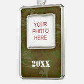Camouflage Custom Christmas Camo Verzilverd Omlijst Ornament (Links)