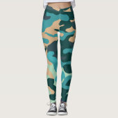 Camouflage Custom Leggings Blue, Green (Voorkant)