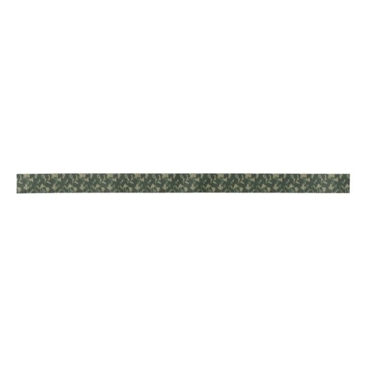 Camouflage Dark Green Grey Beige Camo Design Satijnen Lint (Voorkant)