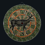 Camouflage Deer Hunter Dartbord<br><div class="desc">Het dartboard van deze jacht heeft een afbeelding van een hert/rendier dat bruin is met grote geweien. Het heeft ook een groen en bruin camopatroon en wisselende tinten van sinaasappel. Dit is een geweldig spelbord voor buitenshuis,  jagers en mannen met camouflage-themed man grotten. Bekijk meer variaties in onze winkel!</div>