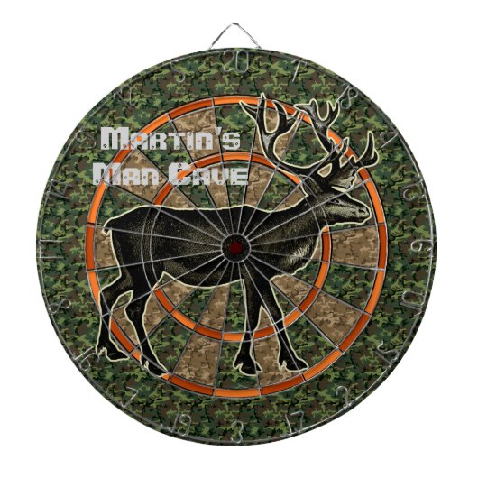 Camouflage Deer Hunter Man Cave Dartbord (Voorkant)