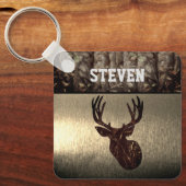 Camouflage Deer Hunting Name Buck Cool Mannen Sleutelhanger (Voorkant)