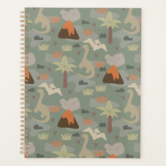 Camouflage Dinosaur en Vulkanen Planner (Voorkant)
