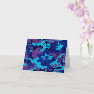 Camouflage Donkerblauw & Paarse Gelukkige Verjaard Kaart