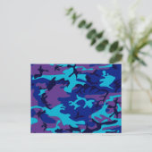 Camouflage Donkerblauw & Paarse Patroon Briefkaart (Staand voorkant)