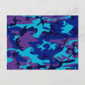 Camouflage Donkerblauw & Paarse Patroon Briefkaart (Voorkant)