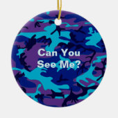 Camouflage Donkerblauw & Paarse Patroon Grappig ci Keramisch Ornament (Voorkant)
