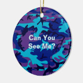 Camouflage Donkerblauw & Paarse Patroon Grappig ci Keramisch Ornament (Links)