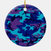 Camouflage Donkerblauw & Paarse Patroon Grappig ci Keramisch Ornament (Achterkant)