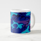 Camouflage Donkerblauw & Paarse Patroon Grote Koffiekop (Voorkant rechts)