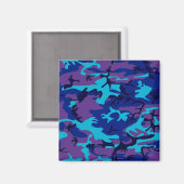 Camouflage Donkerblauw & Paarse Patroon Magneet (Voorkant / Achterkant)