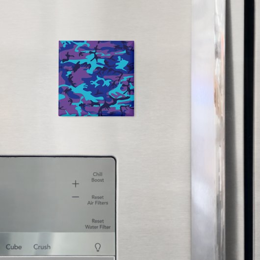 Camouflage Donkerblauw & Paarse Patroon Magneet (Insitu (Koelkast))